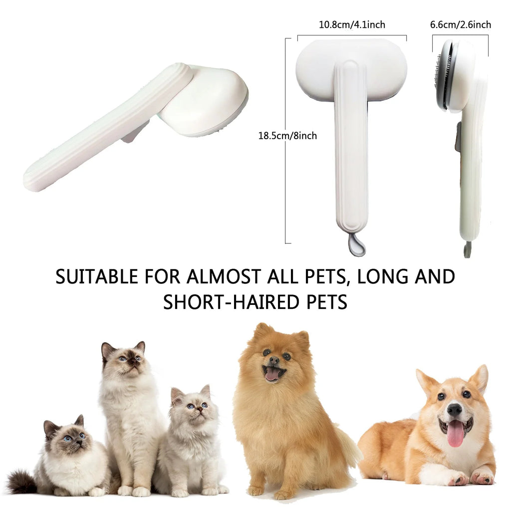 Pet Cat Comb , One-Key Self-Cleaning Slicker Removes Undercoat Dog Brushes Short to Long Hair Suitable Gentle Grooming Cat Brush