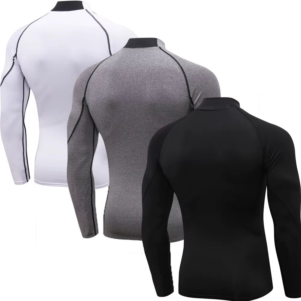 Men'S Compression Shirts Long Sleeve Athletic Workout Tops Gym Undershirts Active Sports Baselayers