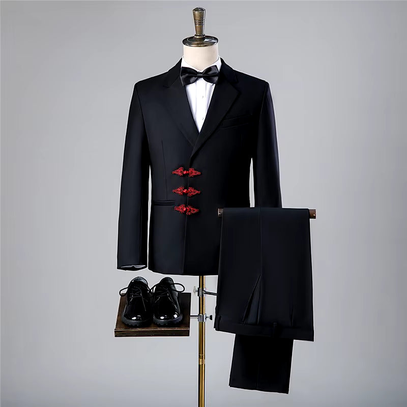 Custom Retro Frog Black Prom Suits Mens for Wedding Formal Groom Party Fashion Tuxedos Dance Mans Loose and Comfortable Blazers