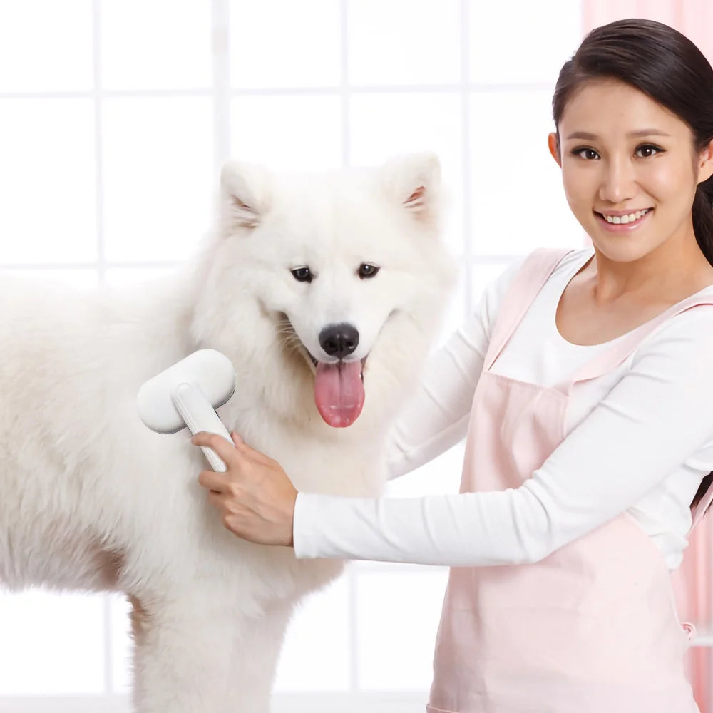 Pet Cat Comb , One-Key Self-Cleaning Slicker Removes Undercoat Dog Brushes Short to Long Hair Suitable Gentle Grooming Cat Brush