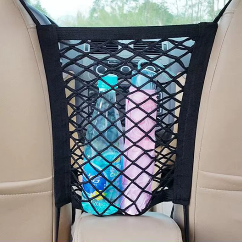 Car Storage Net Bag between Seats Car Divider Pet Barrier Stretchable Elastic Mesh Bag Organizer Auto Accessories