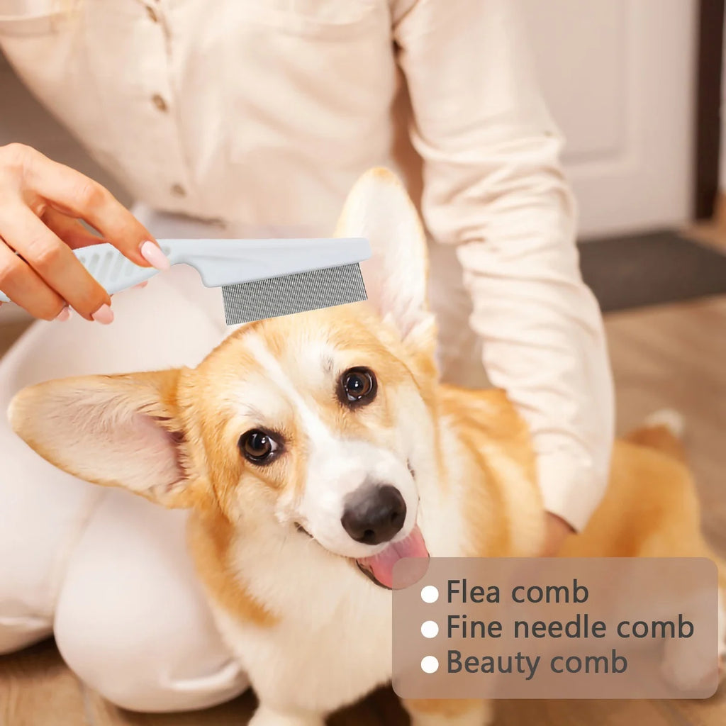 Pet Cat Comb , One-Key Self-Cleaning Slicker Removes Undercoat Dog Brushes Short to Long Hair Suitable Gentle Grooming Cat Brush