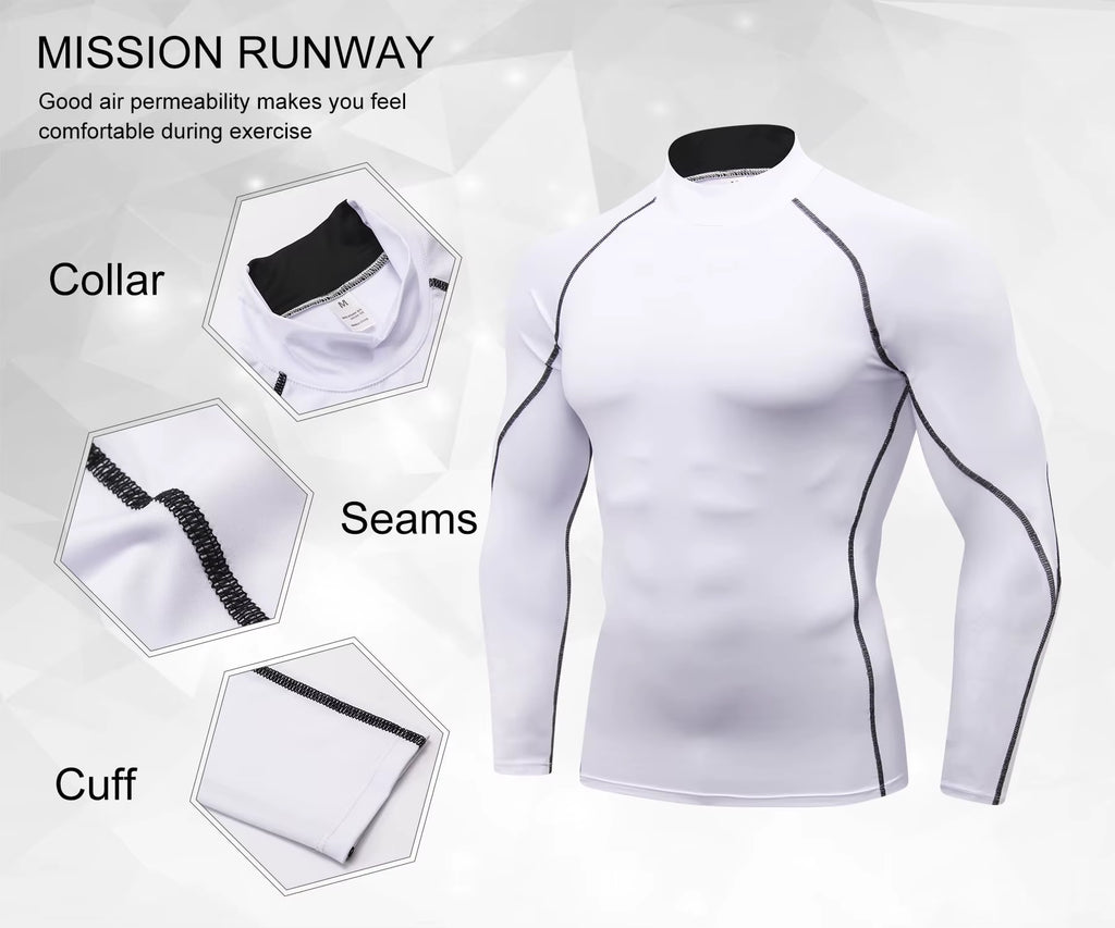 Men'S Compression Shirts Long Sleeve Athletic Workout Tops Gym Undershirts Active Sports Baselayers